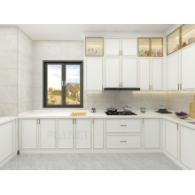 Madera de mesa personalizada Melamina Pack Flat Kitchen Gabinete de cocina blanca
